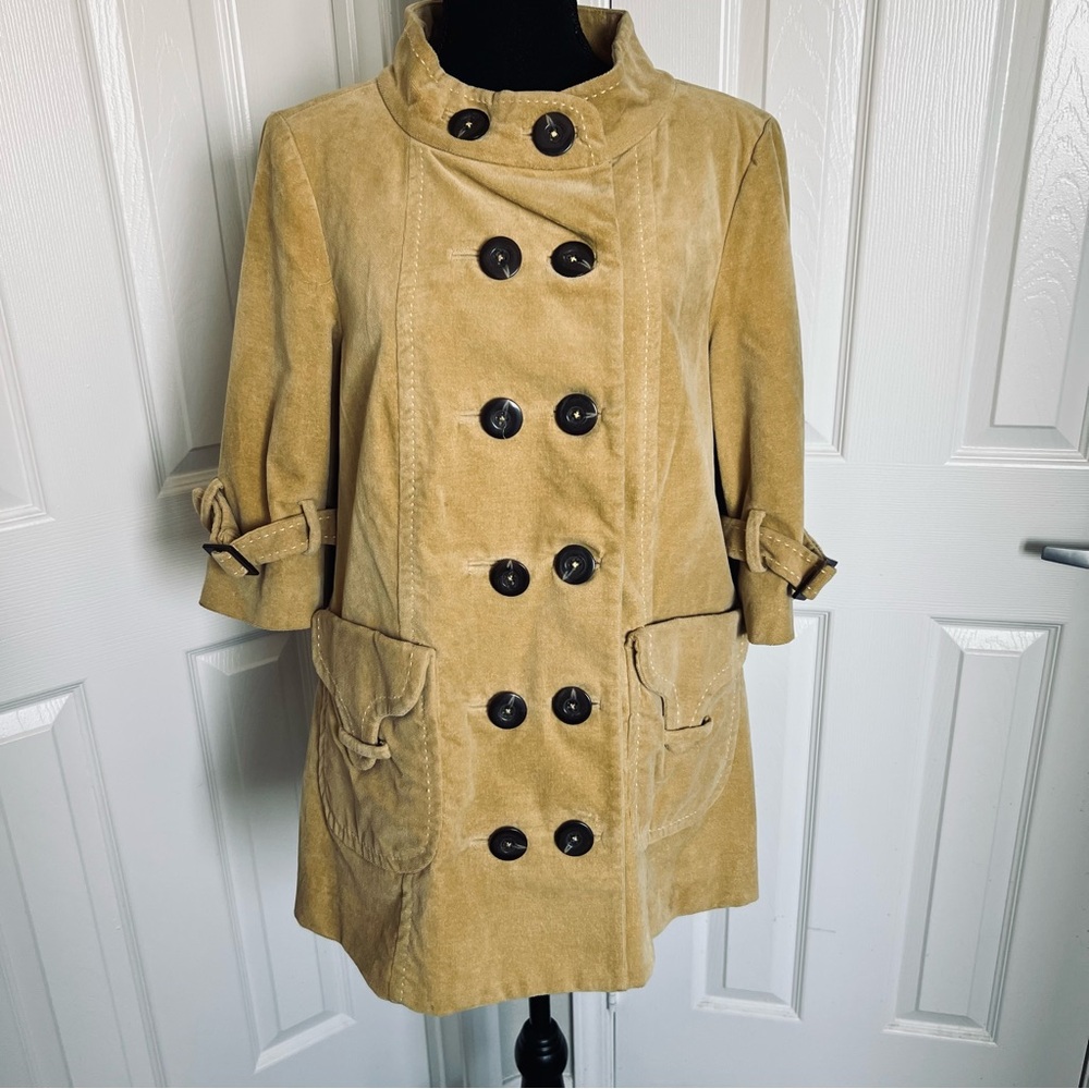 🌼 Vtg Mustard Yellow Bohemian Anthropologie Fantastically Lined Coat Size 8